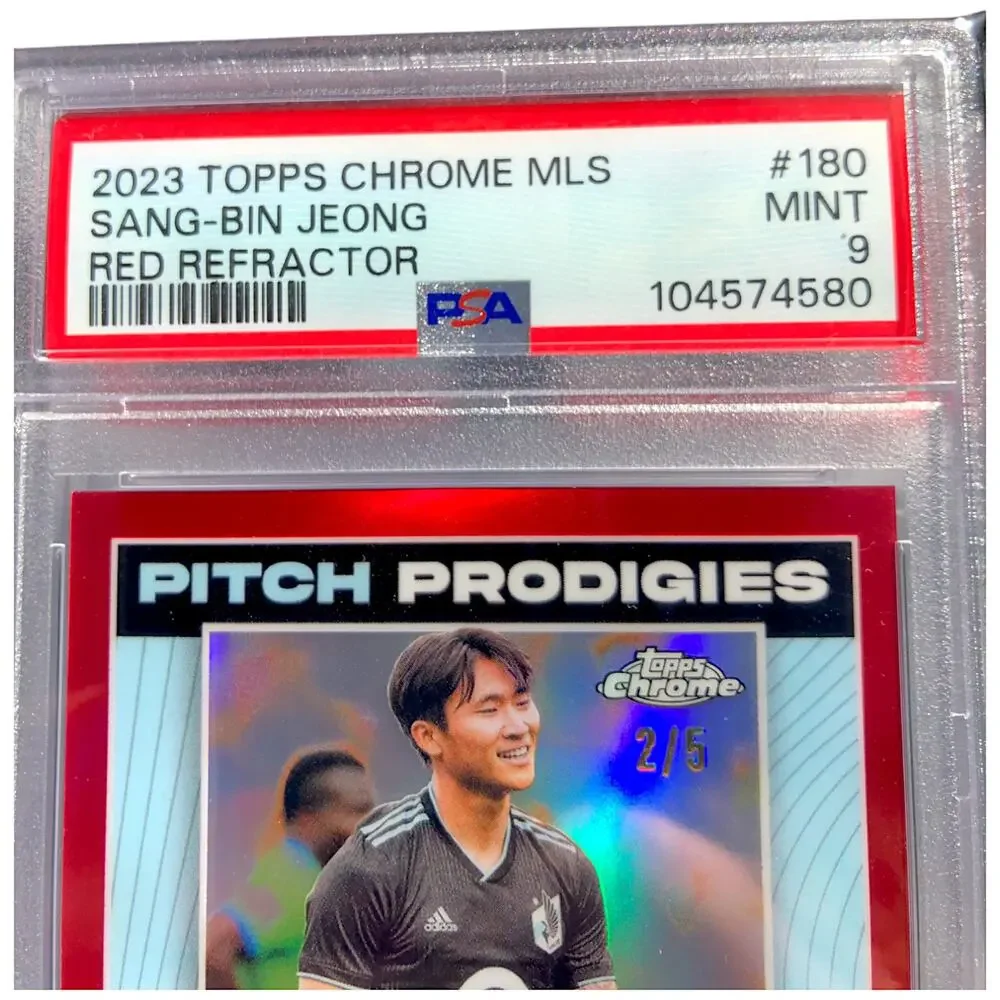 2023 Topps Chrome MLS Red Refractor #180 Sang-bin Jeong MNUFC /5 PSA 9 Mint Pop1